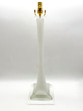 Load image into Gallery viewer, White Satin Murano Stretched Vase Lamp, ~30&quot; height