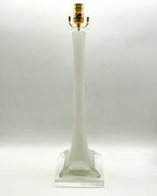 Load image into Gallery viewer, White Satin Murano Stretched Vase Lamp, ~30&quot; height