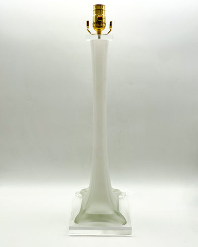 White Satin Murano Stretched Vase Lamp, ~30