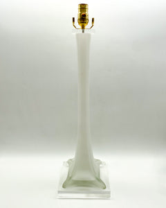 White Satin Murano Stretched Vase Lamp, ~30" height