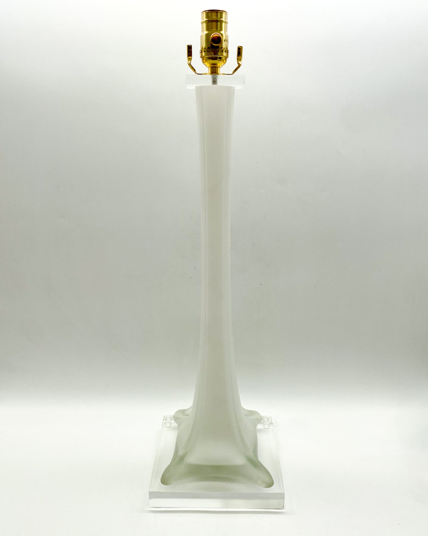 White Satin Murano Stretched Vase Lamp, ~30