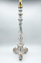 Load image into Gallery viewer, Whitewashed Vintage Goldleaf Candlestick (Spain) Table Lamp