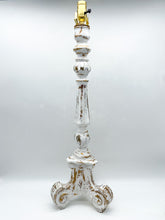 Load image into Gallery viewer, Whitewashed Vintage Goldleaf Candlestick (Spain) Table Lamp