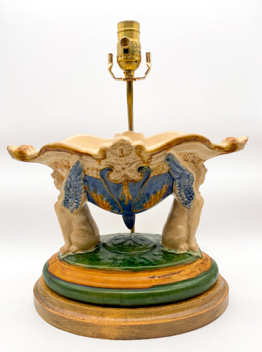 Winged Sphinx Ceramic Bowl Lamp