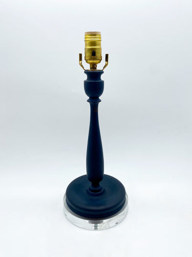 Wooden Blue Candlestick Lamp