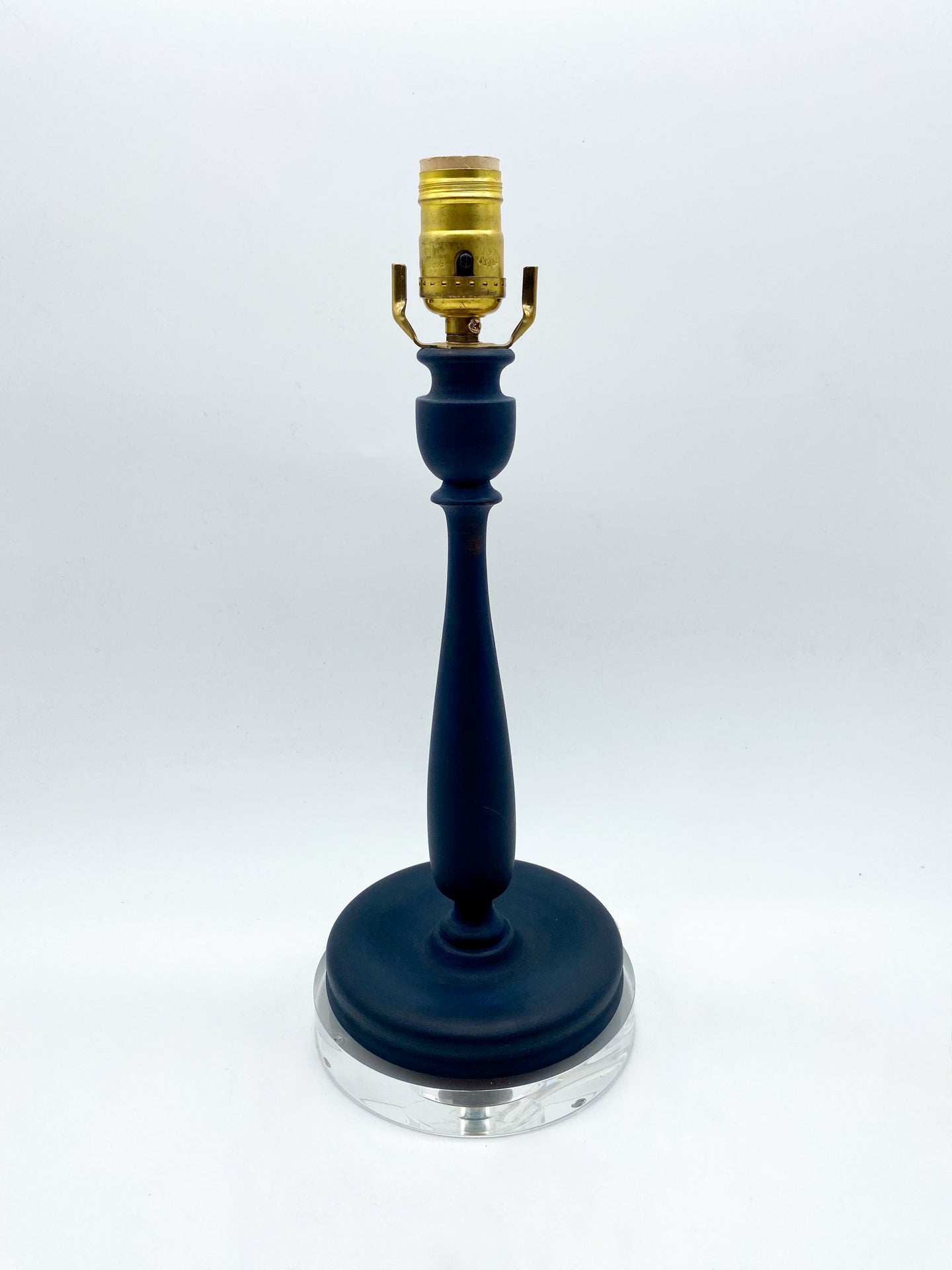 Wooden Blue Candlestick Lamp