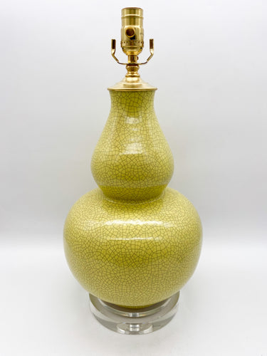 Yellow Crackle Double Gourd Lamp, 17