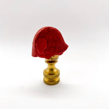 Load image into Gallery viewer, turtle finial, finial, finials, red, cinnabar, cute finial, cinnabar carving, lampshade, lampshade topper, lampshade top 