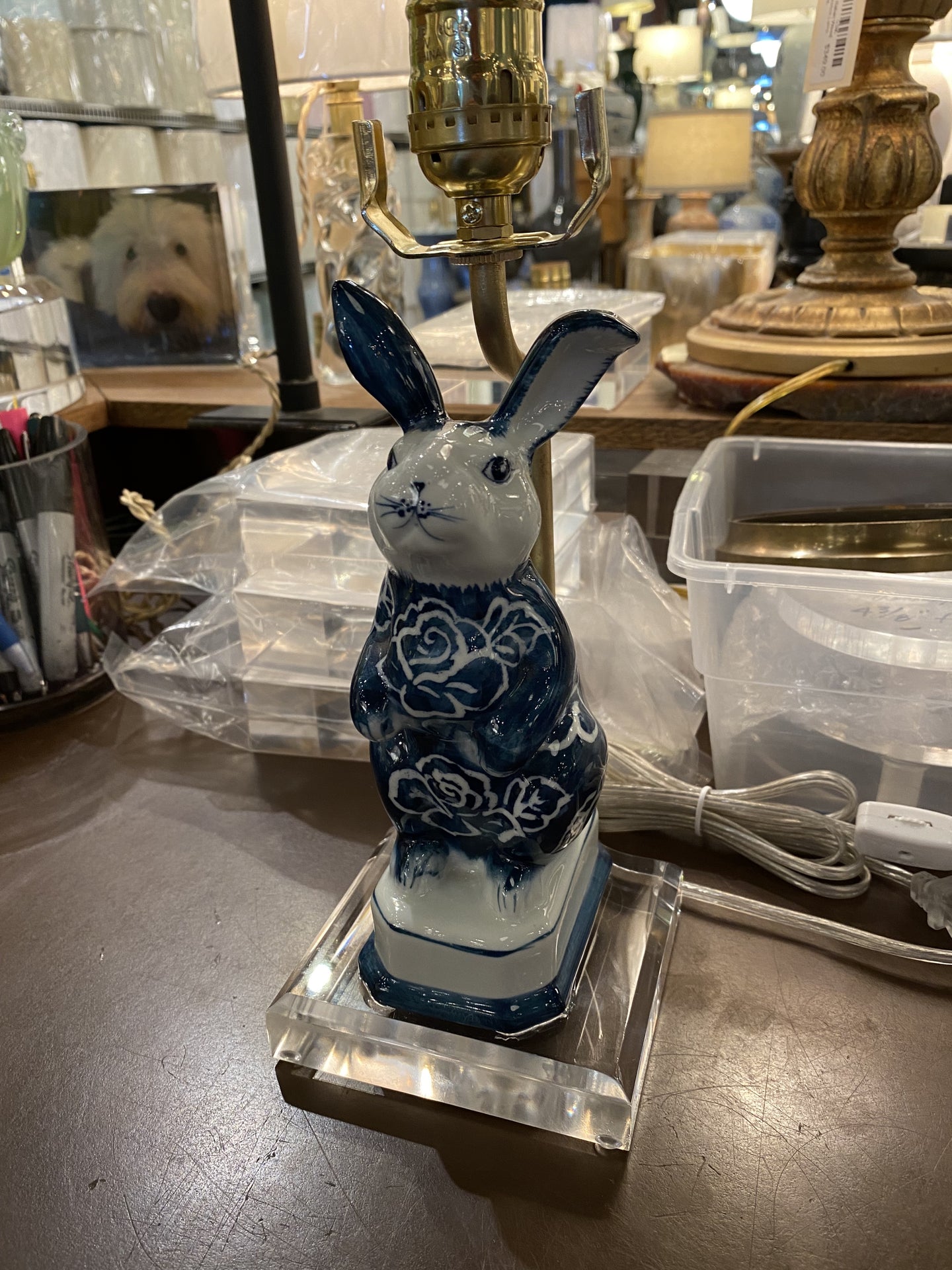 Blue Bunny with Rose Detail
