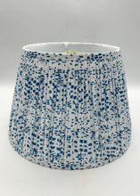 Load image into Gallery viewer, blue and white lampshade, speckled blue and white lampshade, dotted blue and white lampshade, animal print blue and white lampshade, blue and white fabric lampshade, lampshades dallas, dallas texas lamps