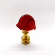 Load image into Gallery viewer, turtle finial, finial, finials, red, cinnabar, cute finial, cinnabar carving, lampshade, lampshade topper, lampshade top 