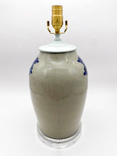 Load image into Gallery viewer, Blue/White-Bird-W/-Floral-Motif-Table-Lamp.-(16.5 -tall-to-harp-saddle)