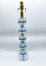 Load image into Gallery viewer, Stacked Clear Glass/Blue Acrylic Mix Table Lamp, 16&quot; at harp saddle