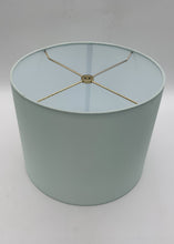 Load image into Gallery viewer, synthetic pongee drum, lampshade, lampshades dallas, light blue lampshade, baby blue lampshade, lamp store dallas, lamp shade store dallas, lamp shade, pongee drum, blue shade