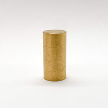 Load image into Gallery viewer, finial, finials, brass finial, brass cylinder, brass cylinder finial, cylinder finial, drum finial, lampshade top, lampshade topper, lamp top, lamp topper, unlacquered brass, unfinished brass, modern finial, contemporary finial