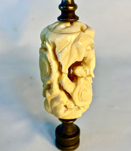 Carved Ivory Turtles Cylinder Finial