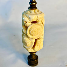 Load image into Gallery viewer, Carved Ivory Turtles Cylinder Finial