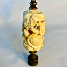 Load image into Gallery viewer, Carved Ivory Turtles Cylinder Finial