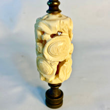 Load image into Gallery viewer, Carved Ivory Turtles Cylinder Finial