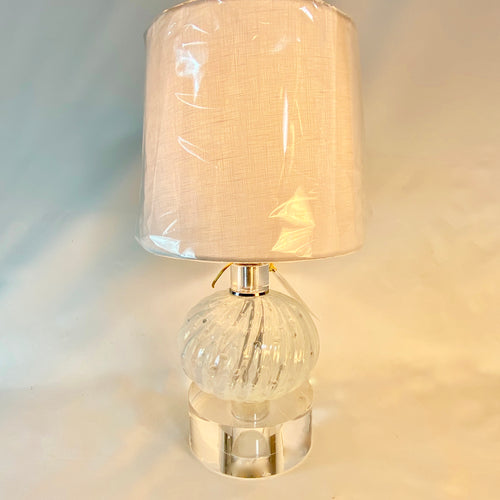 White Murano Glass Perfume Bottle on Thick Acrylic