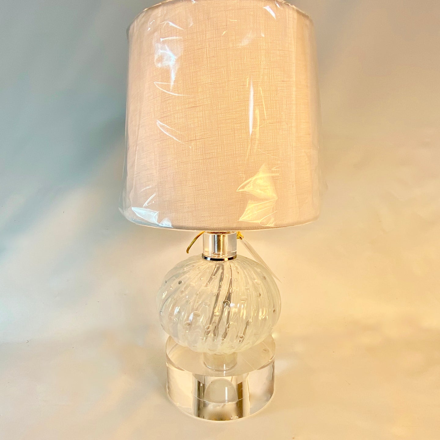 White Murano Glass Perfume Bottle on Thick Acrylic